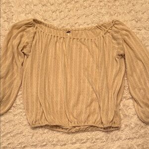 Free People Cream Textured Knit Top
